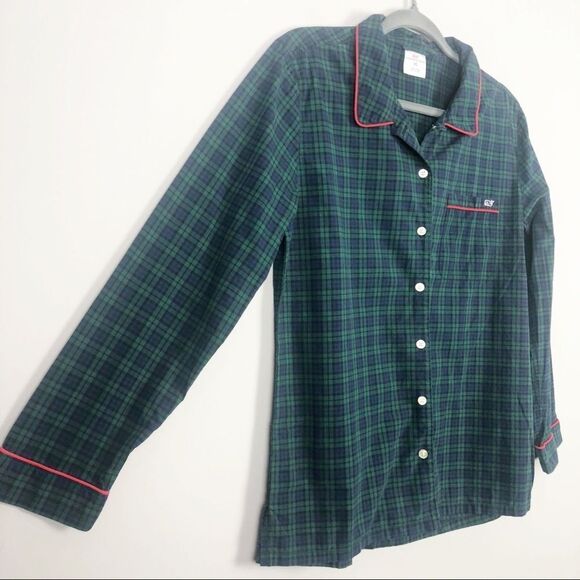 VINEYARD VINES | Plaid Pajama Top Green Blue Red Women’s Size X-Small - Picture 2 of 5